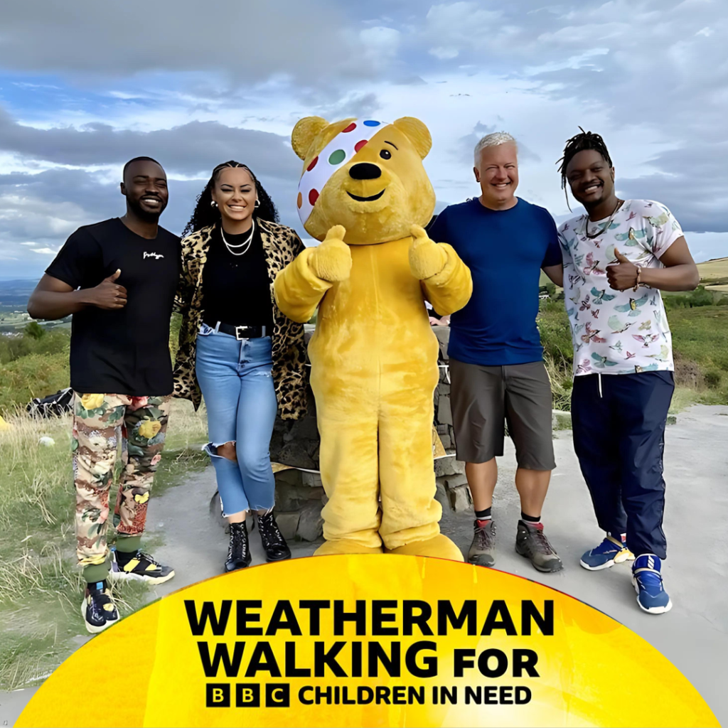 aleighcia scott BBC Weathernam walking Children in need